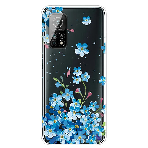 Coque en TPU à motifs clair souple fleur bleue pour votre Xiaomi Mi 10T 5G/10T Pro 5G