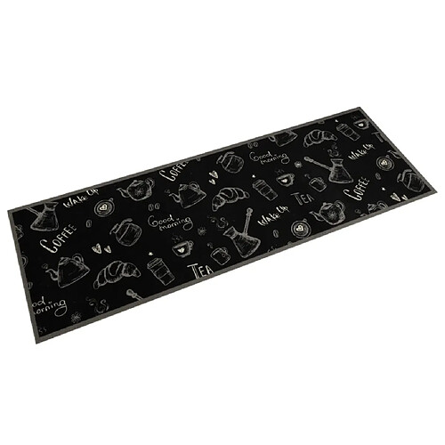 vidaXL Tapis de cuisine lavable imprimé Morning noir 60x180 cm velours