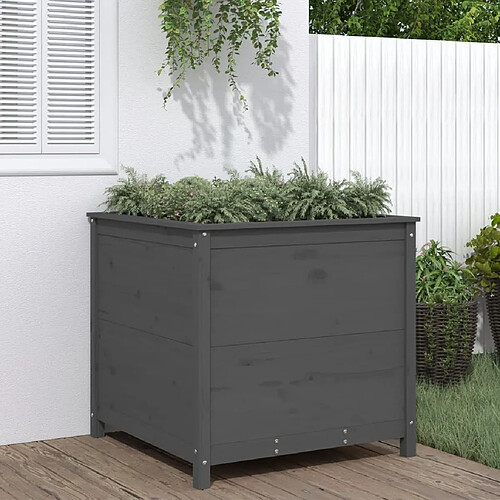 vidaXL Jardinière gris 82,5x82,5x78 cm bois massif de pin