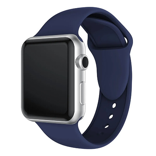 Wewoo Bracelet Bande de montre en silicone à double rivets pour Apple Watch séries 3 et 2 1 38 mm (bleu foncé)