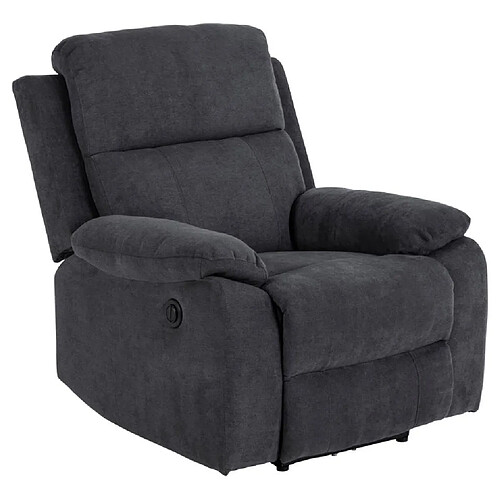 Inside 75 Fauteuil 1 places relax électrique MOANA velours gris sombre piétement noir mat