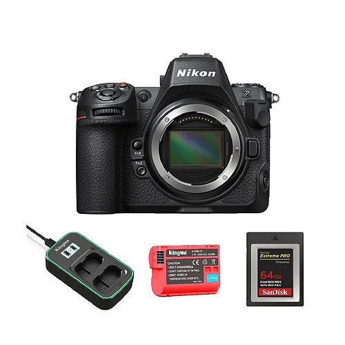 Nikon Z8 Camera + Kingma battery Charger kit+ SanDisk 64GB CF CFexpress Type B Memory Card