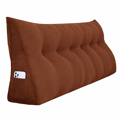 VerCart Coussin de Lecture Compensé, Velours Côtelé Marron 180cm