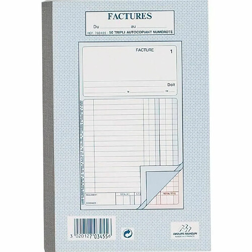 Atma 50 Feuilles de facture autocollantes - 21 cm x 14,8 cm x 0,9 cm - Petits carreaux