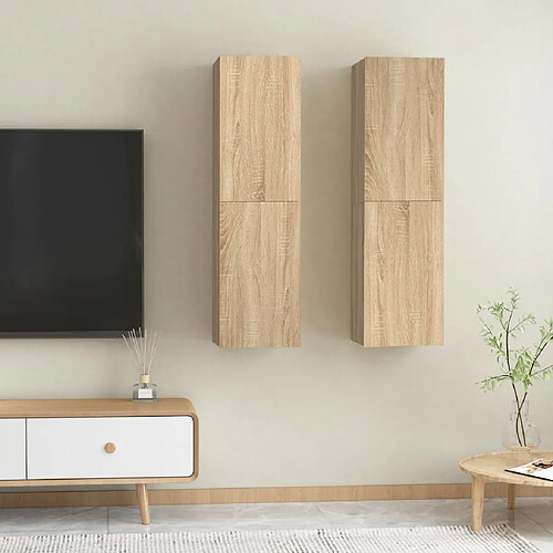 vidaXL Meubles TV 2 pcs Chêne sonoma 30,5x30x110 cm Bois d’ingénierie