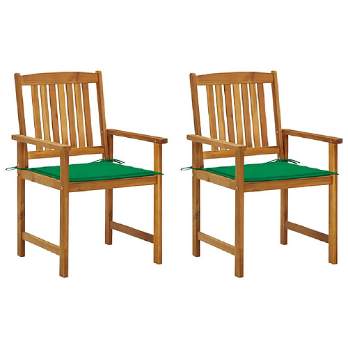 vidaXL Chaises de jardin avec coussins lot de 2 Bois d'acacia massif