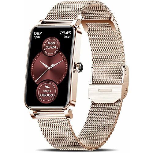 Vendos85 Montre Connectée Femme Or Rose pour Android/IOS 1,45" IP68 Étanche Or Rose