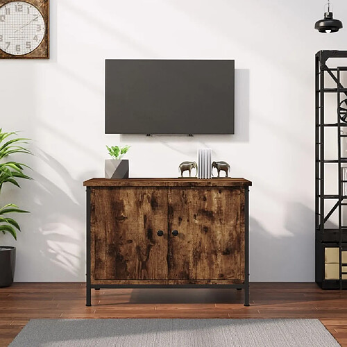 Maison Chic Meuble TV scandinave - Banc TV pour salon avec portes chêne sonoma 60x35x45cm bois d'ingénierie -MN97978