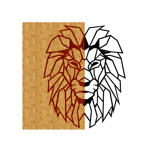 EPIKASA Décoration Murale en Métal et Bois Lion 3