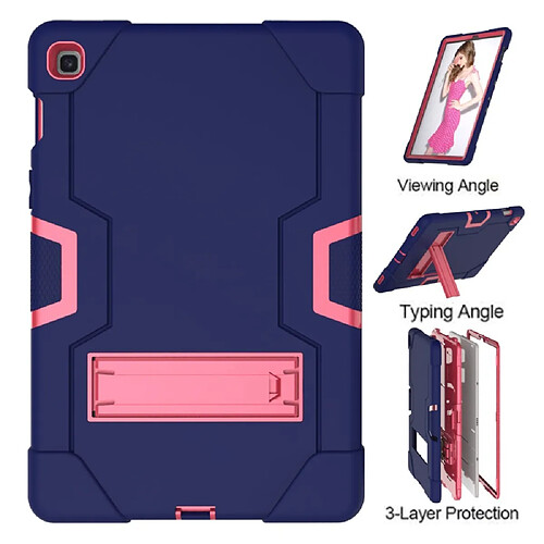 Coque en TPU hybride anti-choc bleu foncé/rose avec béquille pour votre Samsung Galaxy Tab S5e SM-T720/SM-T725