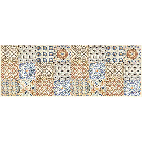 Alter Chemin de cuisine, 100% Made in Italy, Tapis résistant aux taches avec impression numérique, Tapis antidérapant et lavable, Modèle Maiolica - Berta, cm 140x52