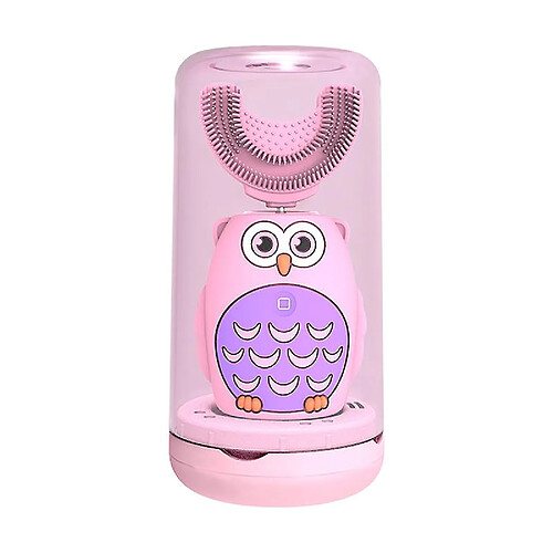 Universal Brosse à dents électrique pour enfants, minuterie intelligente, tête de brosse à ultrasons 2 en 1U et brosse à langue (rose)