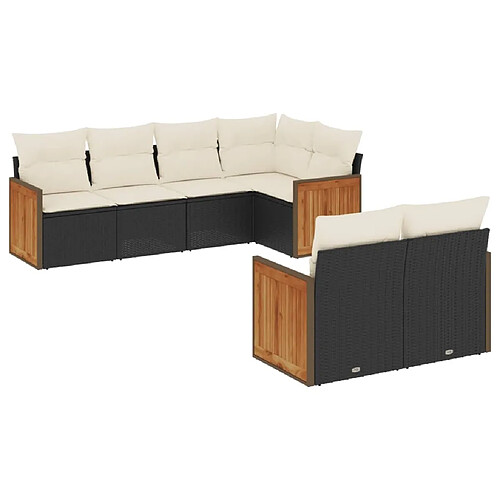 Maison Chic Salon de jardin 7 pcs avec coussins | Ensemble de Table et chaises | Mobilier d'Extérieur noir résine tressée -GKD42614