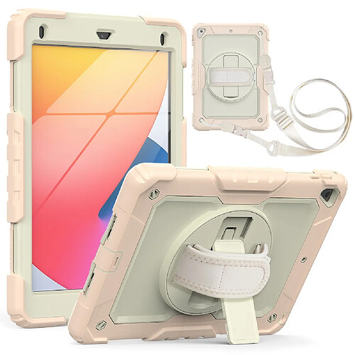 Coque en TPU + Silicone Combo épaissir avec béquille et bandoulière or rose pour votre Apple iPad 9.7 pouces (2018/2017)/iPad Pro 9.7 pouces (2016)/iPad Air 2