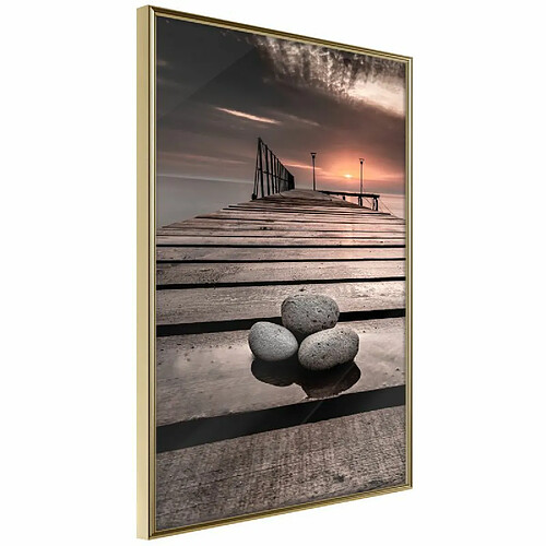 Paris Prix Affiche Murale Encadrée Stones on the Pier 30 x 45 cm Or