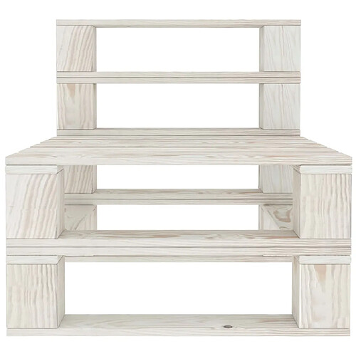 Helloshop26 Canapé de milieu palette de jardin bois 60 x 67,5 x 60,8 cm blanc 02_0011858