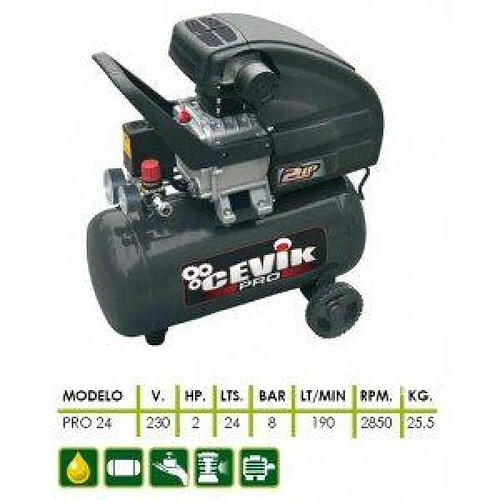 Cevik-Ca-pro24xt-portable Monobloc 230 V-2,5hp-24 lt.-8 bar-lt. 205/min.