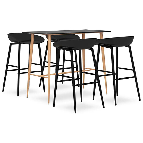 vidaXL Ensemble de bar 5 pcs Noir