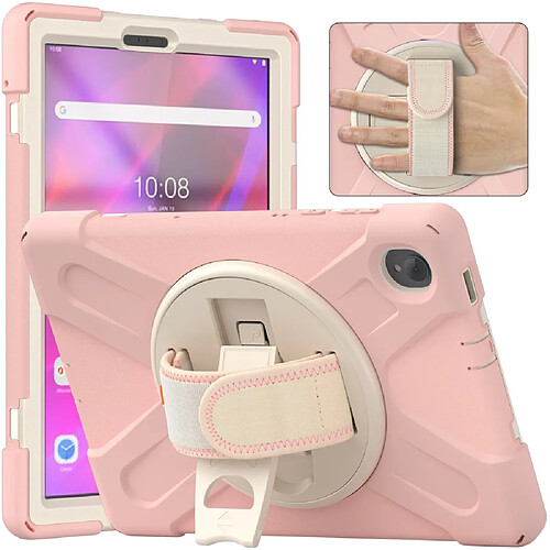 Coque en silicone anti-rayures avec béquille rotative à 360° rose pour votre Lenovo Tab K10/M10 Plus