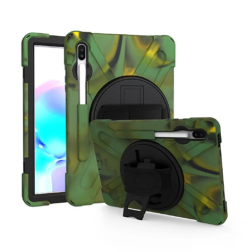 Coque en TPU combo en forme de x avec béquille et dragonne camouflage pour Samsung Galaxy Tab S6 SM-T860 (Wi-Fi)/T865 (LTE)