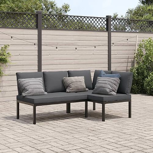 vidaXL Salon de jardin 2 pcs avec coussins noir aluminium