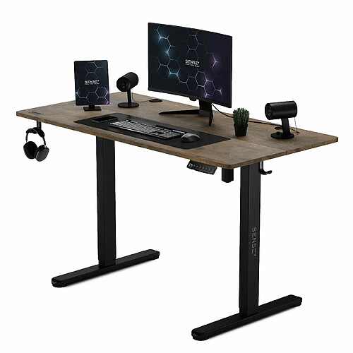 Sense7 Nojo Table d'ordinateur Gamingtisch Bureau, 120 x 60 cm, réglage électrique de la hauteur, fonction mémoire, porte-casque, organisateur de câbles