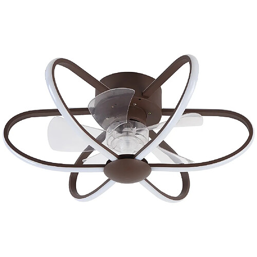 Ventilateur de plafond JURA marron, 5 pales, 74W LED 3000-6500K, H23xP.53,5cm