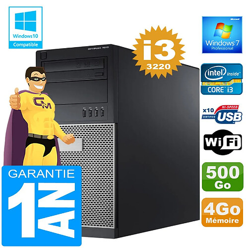 PC Tour DELL 7010 Core I3-3220 Ram 4Go Disque 500 Go Graveur DVD Wifi W7 · Occasion