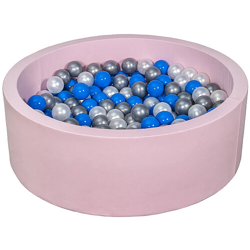 Velinda Piscine à balles Aire de jeu + 300 balles rose perle, bleu, argent