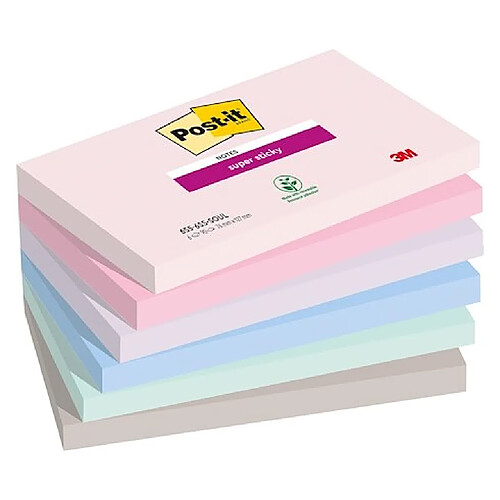 Notes couleurs Soulful Super Sticky Post-it 76 x 127 mm - bloc de 90 feuilles - Lot de 12