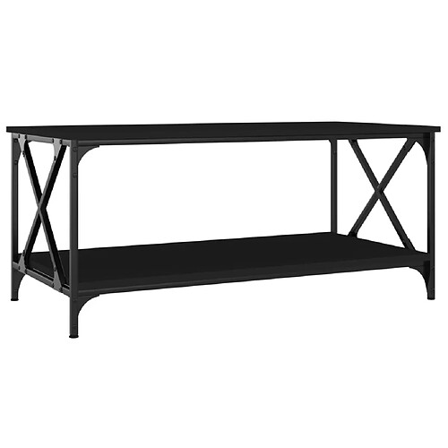 ComfortXL Table Basse Noir 100x50x45 Cm Bois D'ingénierie Et Fer