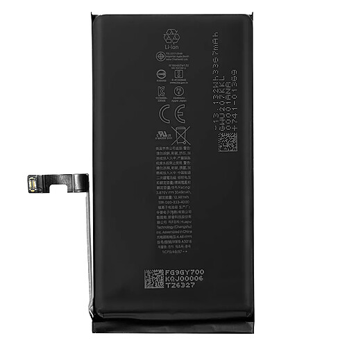 Avizar Clappio Batterie interne pour iPhone 15 3349mAh modèle A3089 Noir