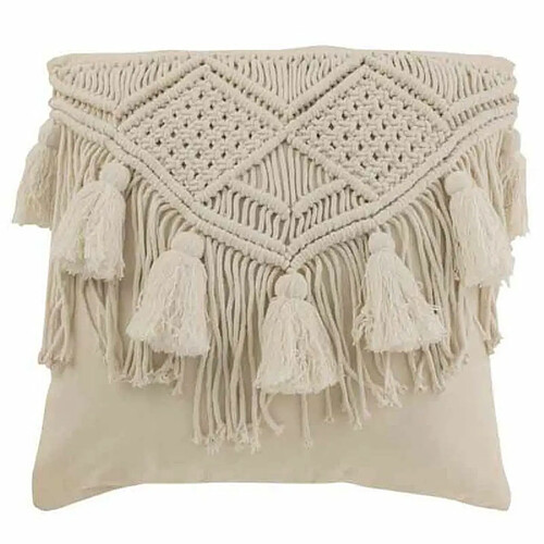 Paris Prix Coussin Déco avec Franges Cosy 45x45cm Ivoire