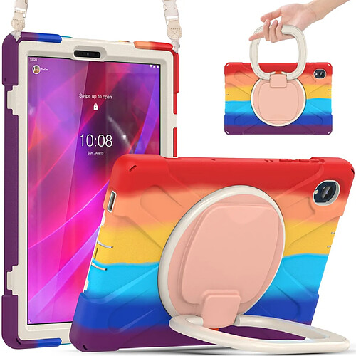 Coque en silicone avec béquille rotative à 360° Coloré/rouge pour votre Lenovo Tab K10/M10 Plus