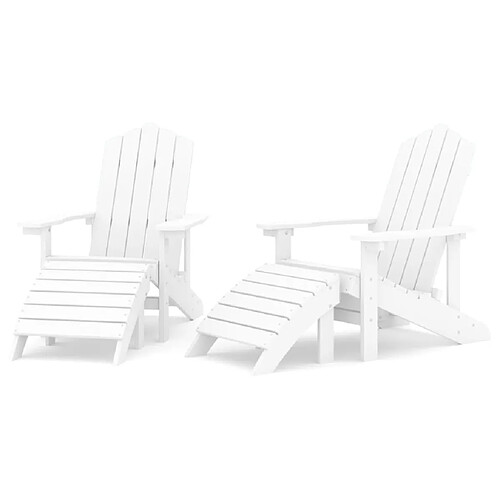 Maison Chic Lot de 2 Chaises de jardin,Fauteuil d'extérieur Adirondack avec repose-pieds PEHD Blanc -MN30620