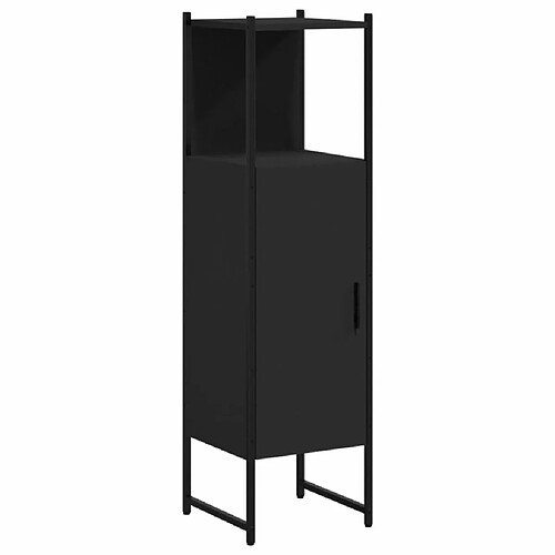 Maison Chic Armoire de salle de bain,Meuble de rangement,Meuble haut noir 33x33x120,5 cm bois d'ingénierie -GKD450073