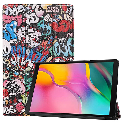 Wewoo Housse Coque Étui à rabat horizontal en cuir de dessin coloré pour motif Graffiti Custer Texture Galaxy Tab A 10.1 2019avec support escamotable et fonction veille / réveil