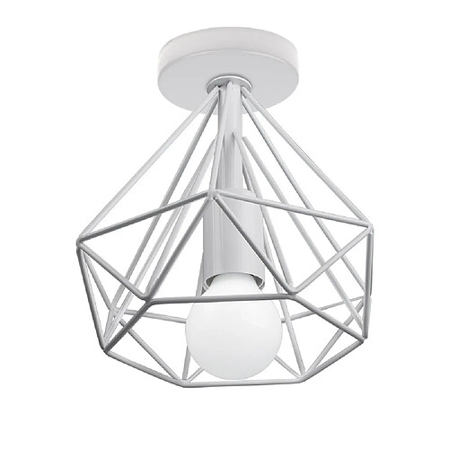 Stoex Retro Industrielle Plafonnier en Métal Blanc Cage , Suspension Plafonnier luminaire chambre pour entrée,allée, porche,couloir,chambre,Café Bar