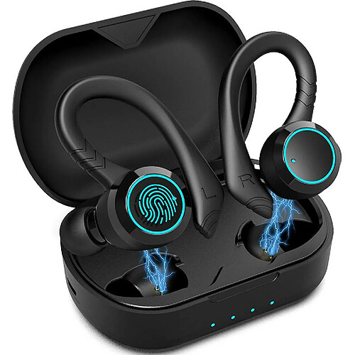 Chrono Écouteurs sans fil Chronus Écouteurs de sport sans fil Écouteurs Bluetooth In Ear 5.0 avec micro intégré Basses profondes HiFi Stéréo IPX7 Étanche 30H Temps de jeu pour le sport Running Gym(noir)