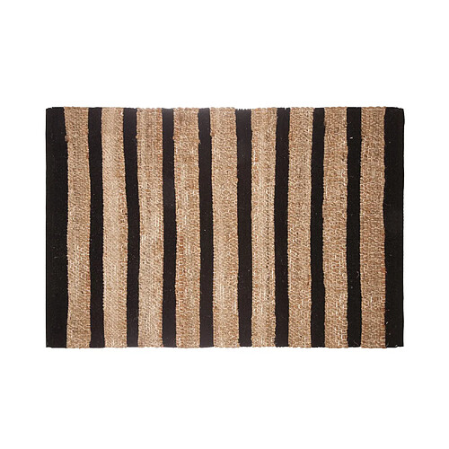 Atmosphera, Createur D'Interieur Tapis en jute naturel rayures Box - L. 90 x l. 60 cm - Noir