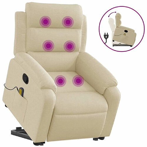 Maison Chic Fauteuil Relax pour salon, Fauteuil inclinable de massage Crème Tissu -GKD99936