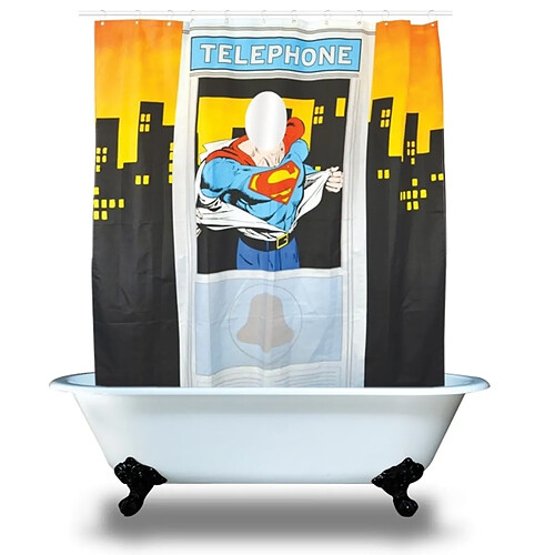 Kas Design Rideau de douche Superman au téléphone