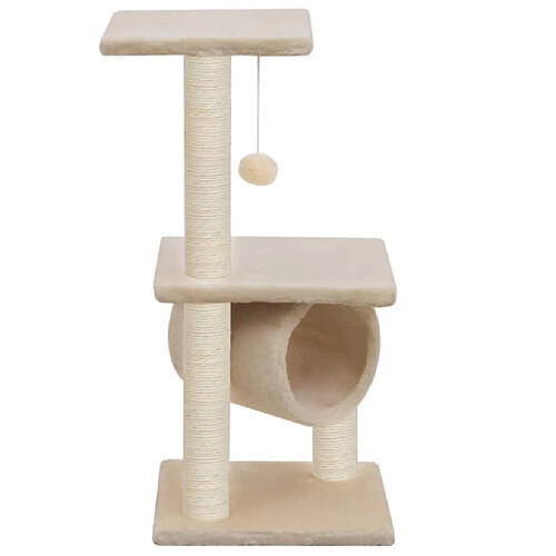 Helloshop26 Arbre à chat griffoir grattoir niche jouet animaux peluché en sisal 65 cm beige 3702217