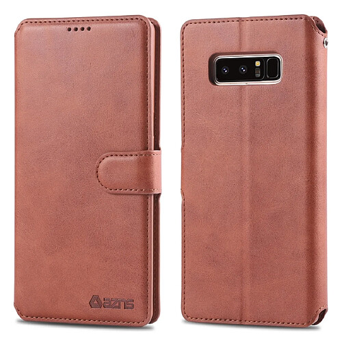 Wewoo Housse Coque Pour Galaxy Note 8 AZNS Texture du mollet Etui en cuir avec rabat horizontal magnétique PU supportlogements cartes et cadre photo Marron