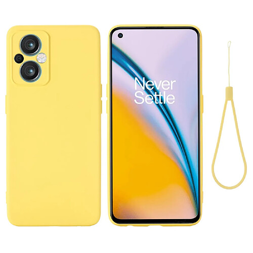 Coque en silicone anti-scratch avec sangle, jaune pour votre OnePlus Nord N20 5G