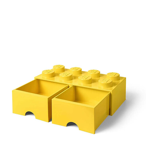 Grande brique de rangement empilable avec tiroirs jaune - Lego Décoration