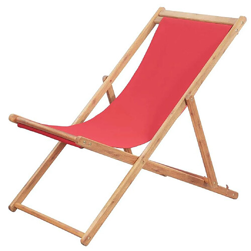 Maison Chic Chaise pliable de plage pour relaxTissu et cadre en bois Rouge -GKD22878