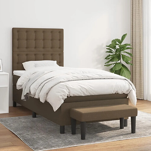 vidaXL Sommier à lattes de lit avec matelas Marron foncé 90x190 cm