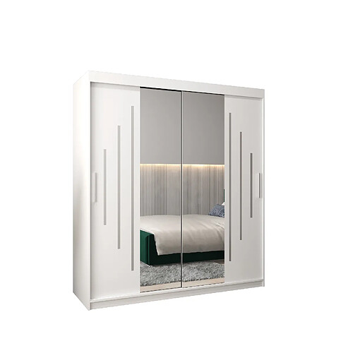 Abiks Meble Armoire YORK 1 À Portes Coulissantes 200/180/62 2 Portes (Blanc/Blanc)