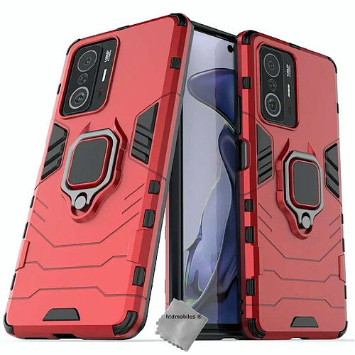 Htdmobiles Coque rigide anti choc pour Xiaomi 11T 5G / 11T Pro 5G + verre trempe - ROUGE